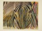 Zeitungsbilder-Übermalungen: 'Zebra', Kreide auf Zeitung, 21 x 30 cm